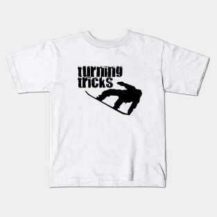 Turning Tricks, downhill skiing, powder boarding, downhill skiing, ski holiday Kids T-Shirt